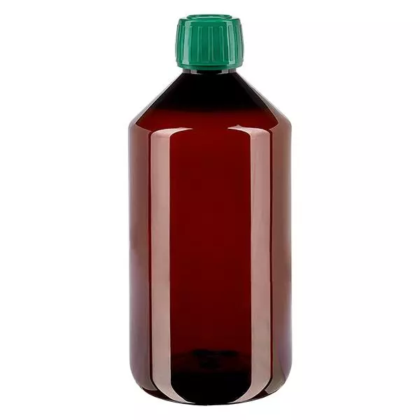 Frasco PET 750ml com tampa inviolável verde Frasco PET 750ml com tampa inviolável verde