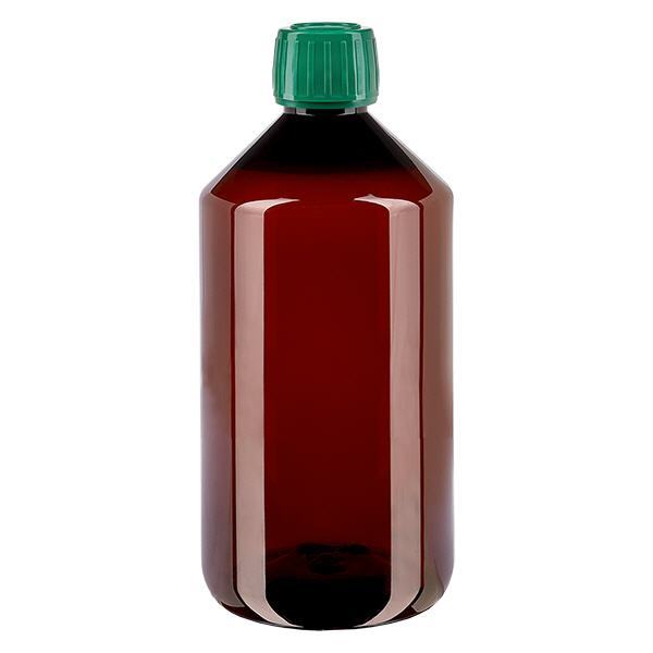 Frasco PET 750ml com tampa inviolável verde Frasco PET 750ml com tampa inviolável verde