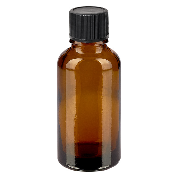 Frasco conta-gotas de 30 ml preto de 1 mm com fecho standard BrownLine UT18/30