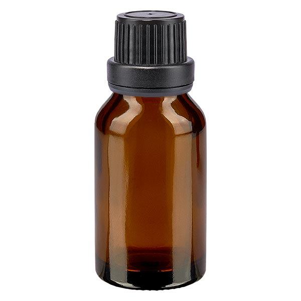Frasco de farmácia castanho 15ml com tampa de rosca preta inviolável Frasco de farmácia castanho 15ml com tampa de rosca preta inviolável