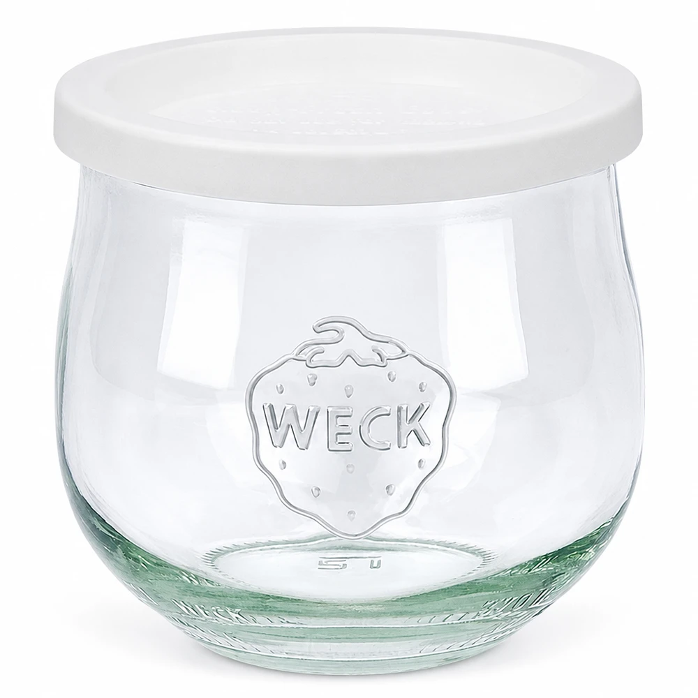 Frasco em forma de tulipa de 370 ml com tampa de conservação WECK RR80 Frasco de tulipas WECK 370ml com tampa branca de frescura Frasco de conservação RR80 para armazenamento e conservação