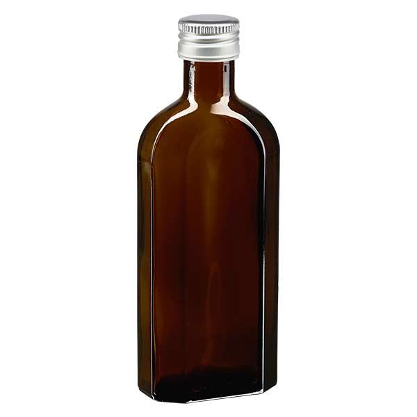 250 ml Meplat castanho com tampa de alumínio prateada PP28