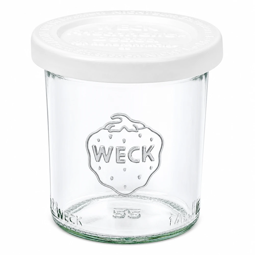 Frasco de vidro WECK 140ml com tampa branca RR60 para compotas e conservas