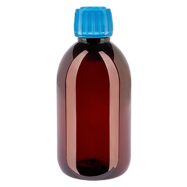 PET Flasche 250ml mit blauem Verschluss Originalitätsverschluss PET Flasche 250ml mit blauem Verschluss Originalitätsverschluss