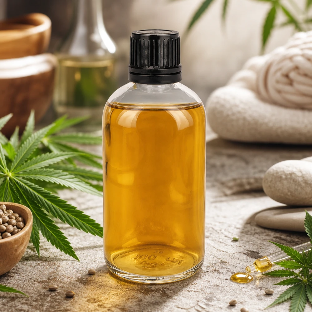 Frasco transparente de 100 ml em vidro borossilicato com gargalo estreito de 8 mm para glóbulos e óleo de CBD