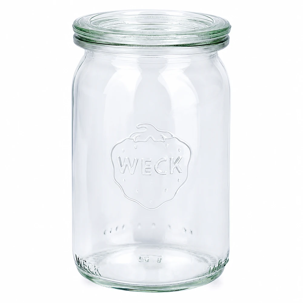 Frasco cilíndrico de 145ml com tampa de vidro WECK RR40 Frasco cilíndrico WECK de 145 ml com tampa de vidro Frasco de conservação RR40 transparente para conservação e armazenamento