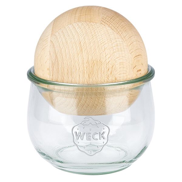 Frasco tulipa WECK RR100 de 580ml com bola de madeira de faia