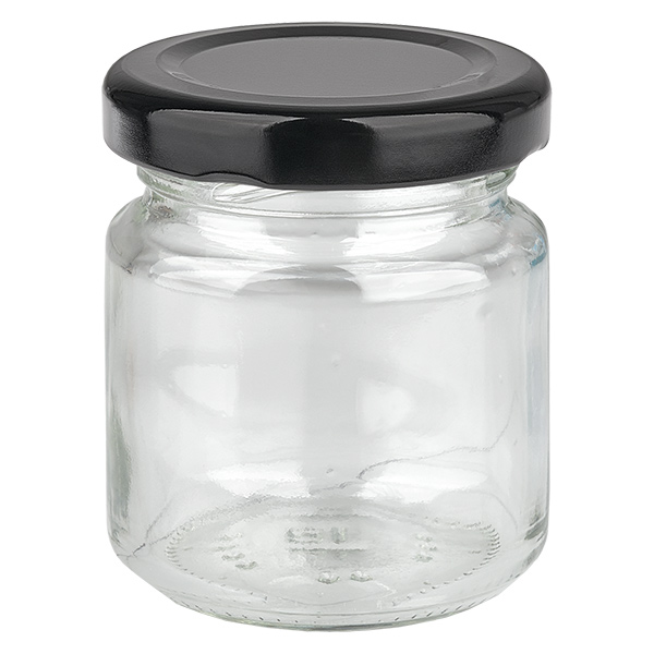 Frasco redondo de 53 ml com tampa BasicSeal preta UNiTWIST