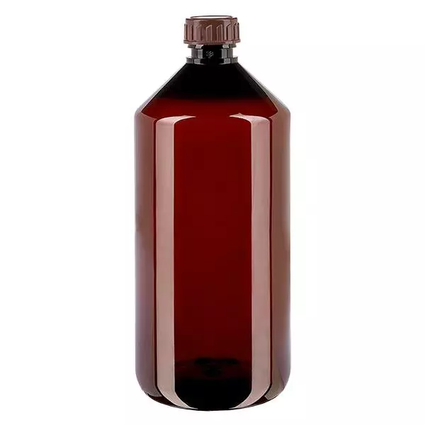 Frasco PET 1000ml com tampa castanha standard Frasco PET 1000ml com tampa castanha standard
