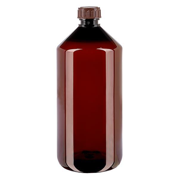 Frasco PET 1000ml com tampa castanha standard Frasco PET 1000ml com tampa castanha standard