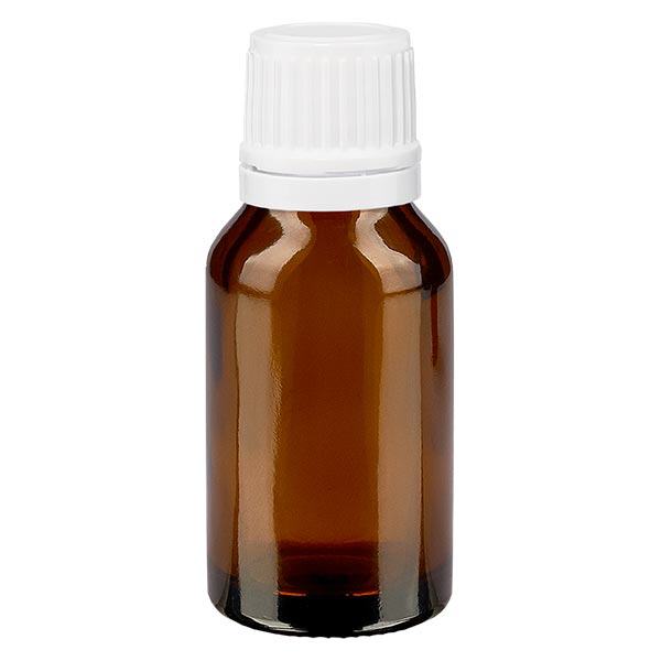 Frasco de farmácia castanho 15ml tampa conta-gotas 1.2mm branco inviolável Frasco de farmácia castanho 15ml tampa conta-gotas 1.2mm branco inviolável