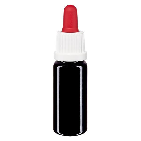 Frasco de farmácia violeta pipeta de 10ml branco/vermelho tampa inviolável