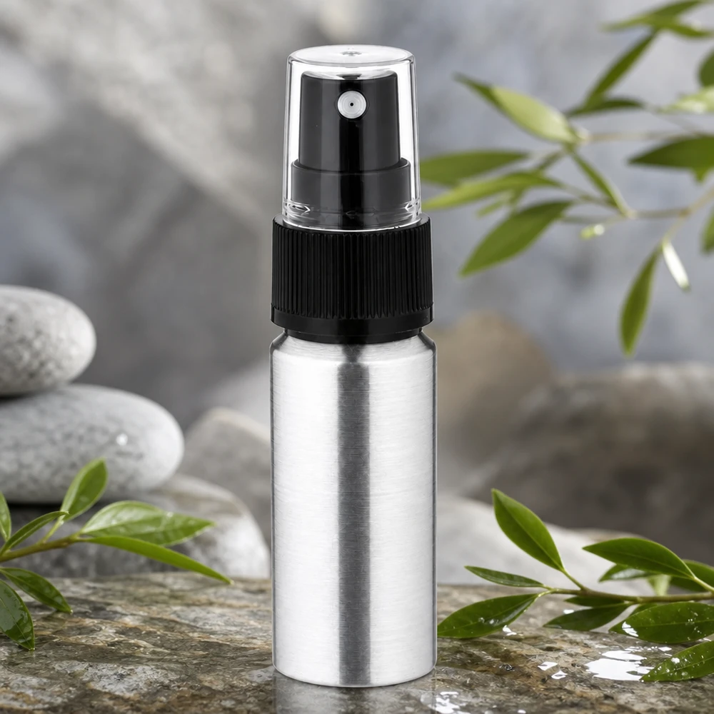 Frasco de alumínio polido de 20ml com nebulizador Frasco de alumínio prateado de 20 ml com atomizador - ideal para viagens e em movimento graças ao seu tamanho compacto