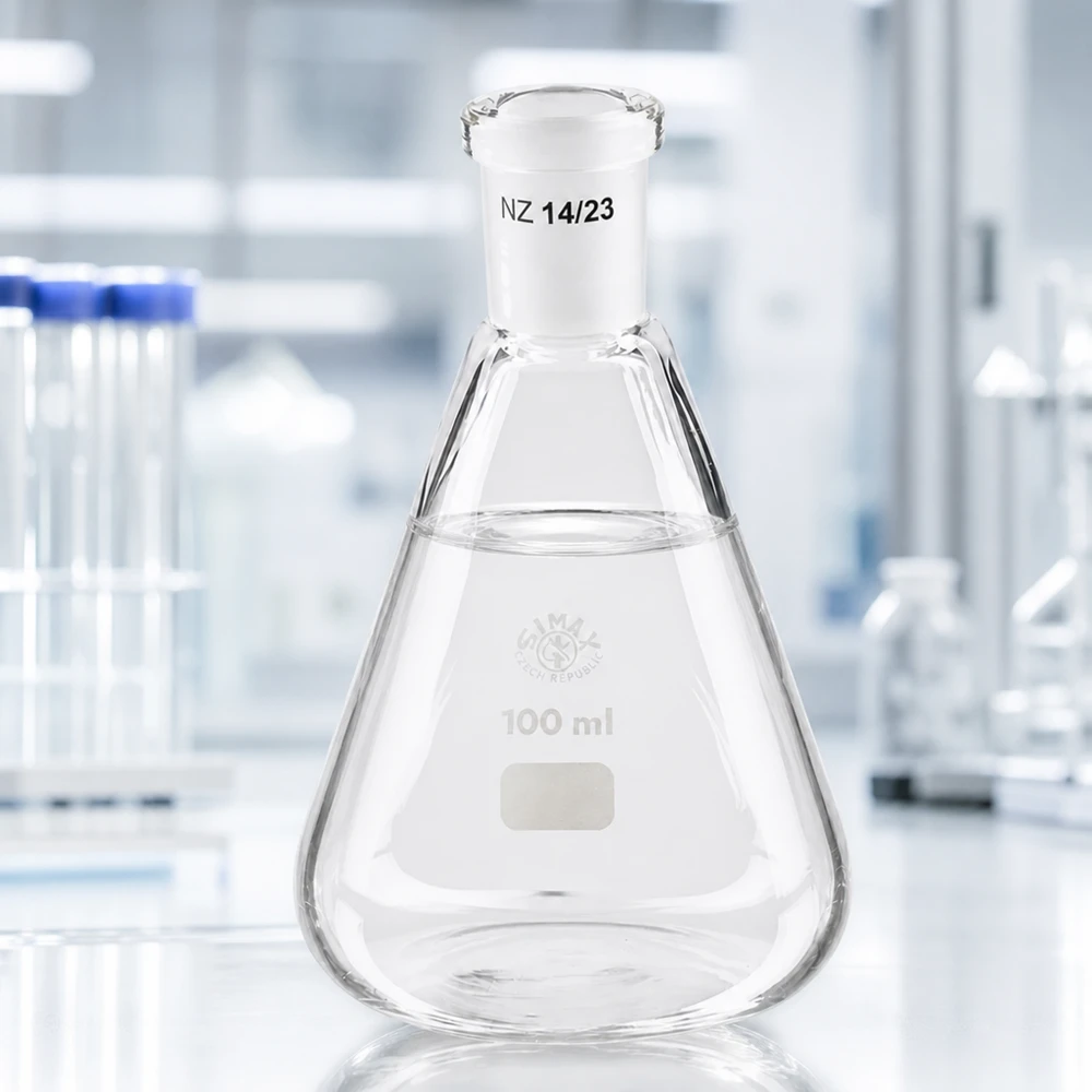 Erlenmeyer 100ml com junta esmerilada standard (14/23) Erlenmeyer 100ml com junta esmerilada standard (14/23)