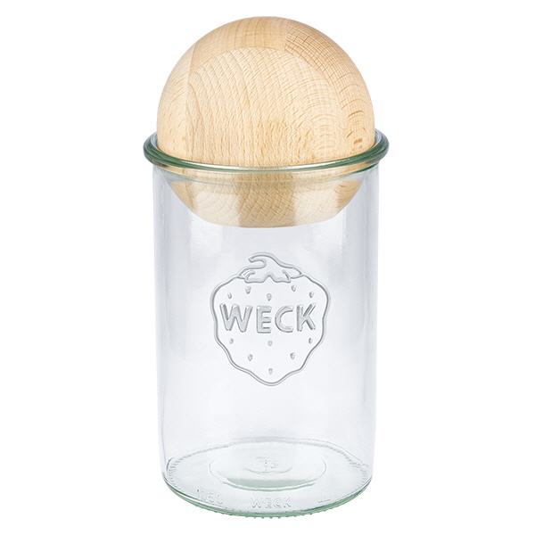 Copos de vidro de 1000ml WECK RR100 com bola de madeira faia