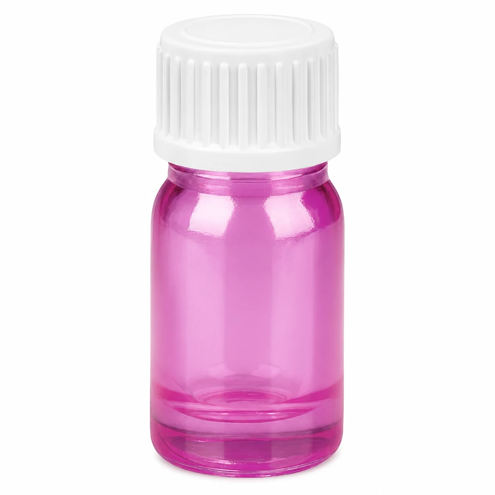 Frasco conta-gotas de 5 ml transparente púrpura com tampa de rosca branca UT18/5 PurpleLine