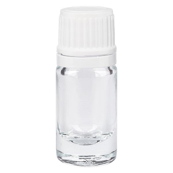 Frasco de farmácia transparente 5ml tampa conta-gotas 1.2mm tampa inviolável branca
