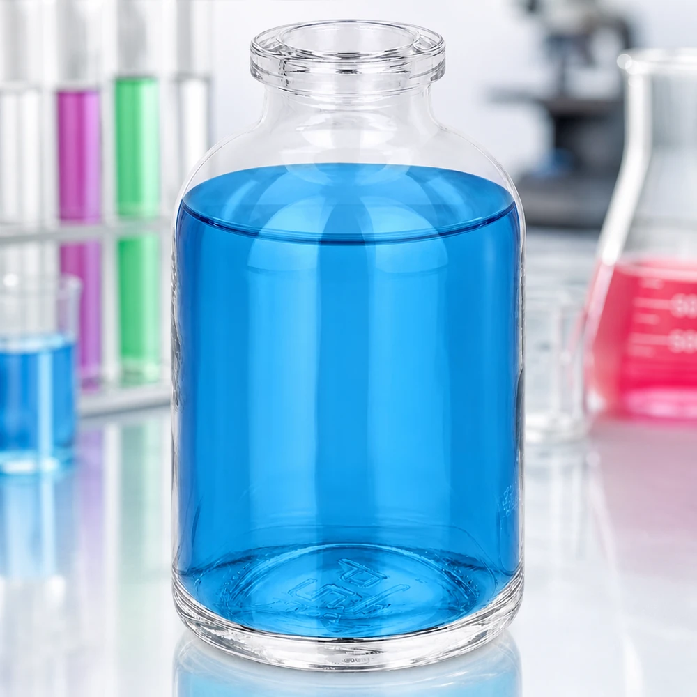 Frasco de injeção de vidro transparente 50ml Hochwertige 50ml Injektionsflasche Klarglas mit dickem Standboden für sichere Lagerung
