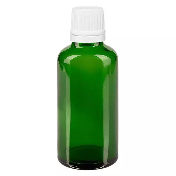 Frasco de farmácia verde 50ml tampa de rosca branca com fecho inviolável Frasco de farmácia verde 50ml tampa de rosca branca com fecho inviolável