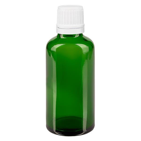 Frasco de farmácia verde 50ml tampa de rosca branca com fecho inviolável Frasco de farmácia verde 50ml tampa de rosca branca com fecho inviolável