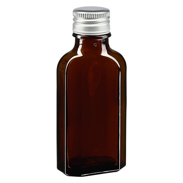 50 ml Meplat castanho com tampa de alumínio prateada PP22