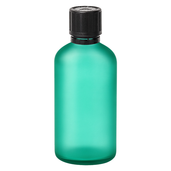 Frasco conta-gotas de 100ml 1mm preto com fecho inviolável Fecho de segurança para crianças Símbolo de aviso cego VerdeL. UT18/100