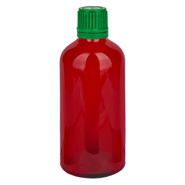 Frasco de 100 ml com tampa de rosca de 11 mm verde com fecho inviolável RedLine UT18/100