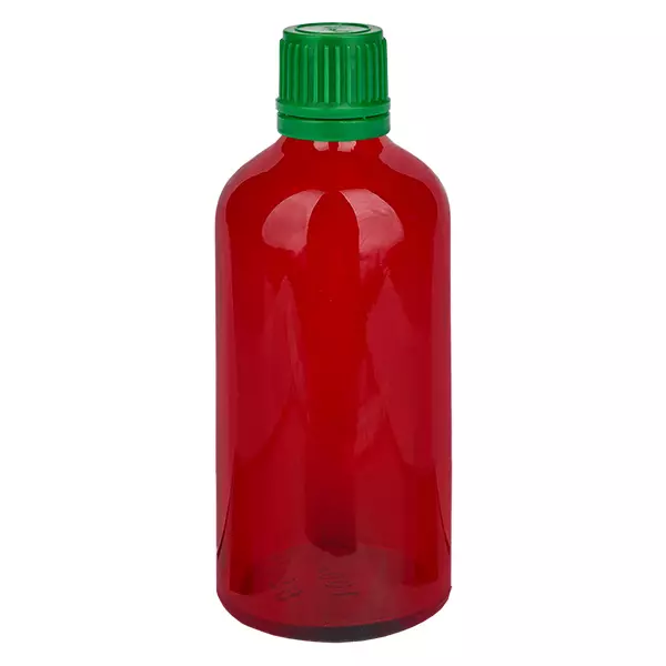 Frasco de 100 ml com tampa de rosca de 11 mm verde com fecho inviolável RedLine UT18/100 Frasco de 100 ml com tampa de rosca de 11 mm verde com fecho inviolável RedLine UT18/100