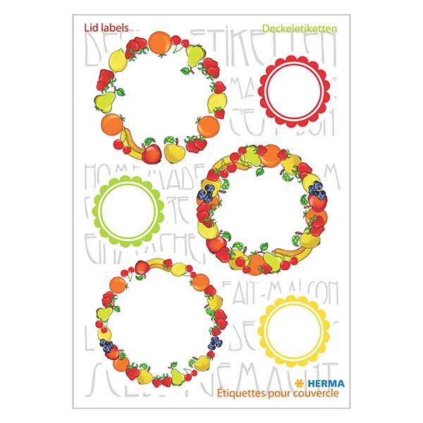Etiquetas para tampas "Fruta" (18 autocolantes) ø24/43mm Etiquetas para tampas "Fruta" (18 autocolantes) ø24/43mm