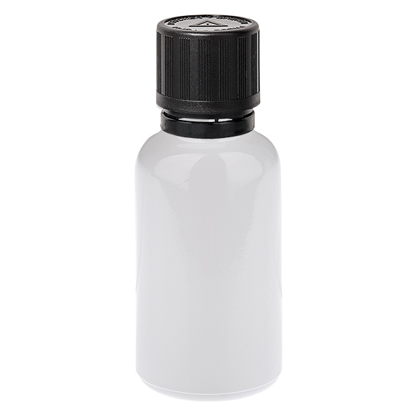 Frasco conta-gotas de 20 ml, 1 mm, preto, vedação de originalidade, segurança para crianças, símbolo de aviso para cegos WhiteLine UT18/20