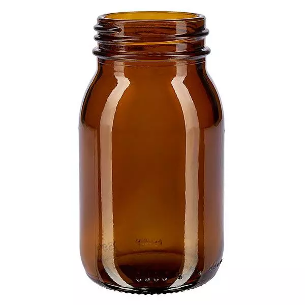 Frasco com gargalo largo de 150 ml em vidro âmbar