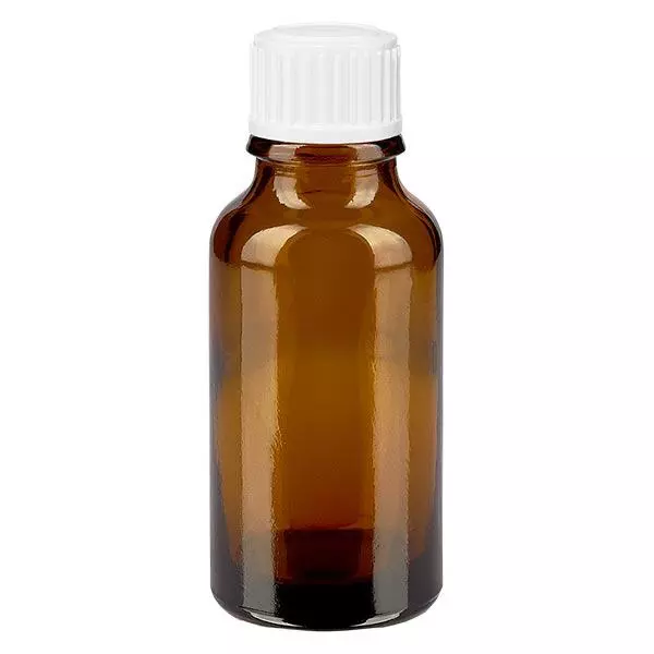 Frasco de farmácia castanho 20ml tampa de rosca branca globules standard Frasco de farmácia castanho 20ml tampa de rosca branca globules standard