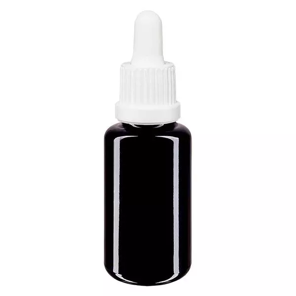 Frasco de farmácia violeta 20ml pipeta branca com fecho inviolável Frasco de farmácia violeta 20ml pipeta branca com fecho inviolável