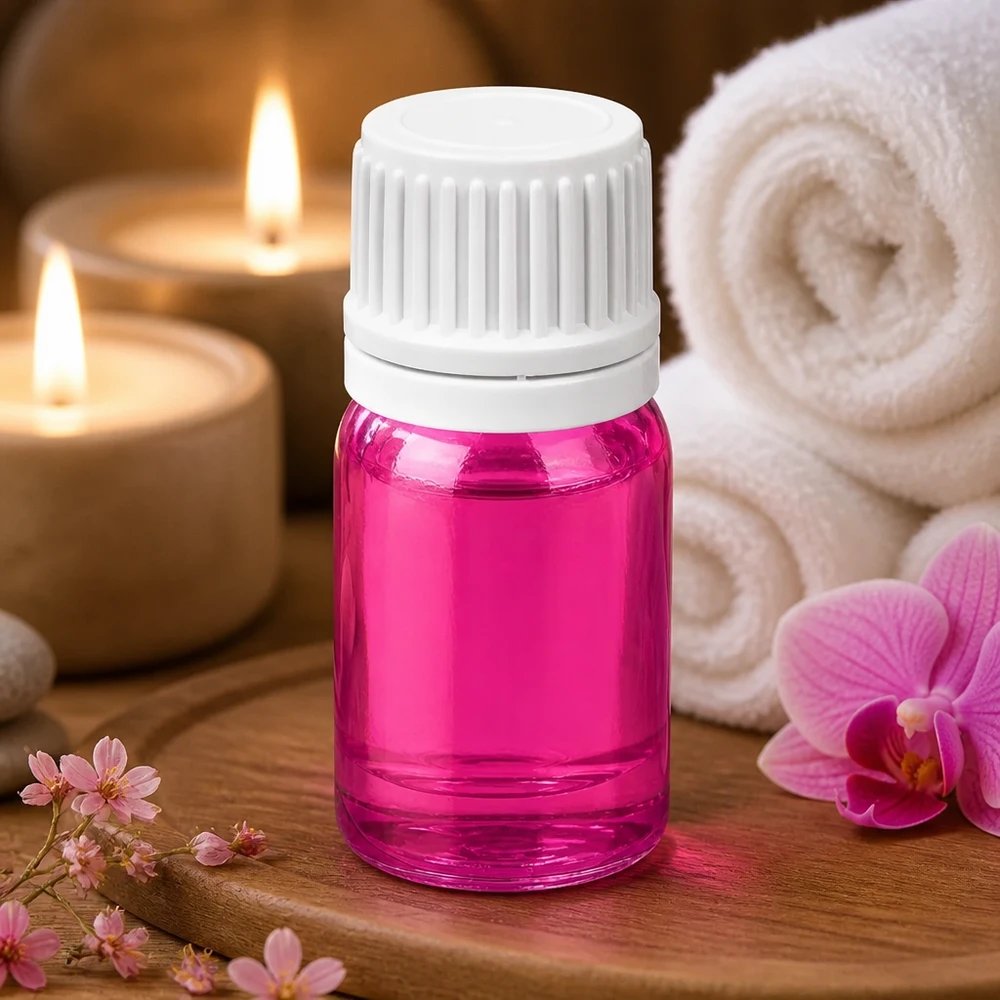 Frasco de 5 ml com tampa de rosca de 11 mm branco Originalidade tampa de rosca PurpleLine UT18/5 Frasco de aromaterapia PurpleLine de 5 ml com tampa branca anti-gotejamento para bem-estar e spa