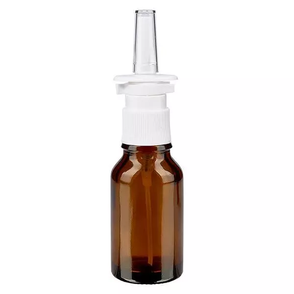 Frasco de farmácia castanho 15ml atomizador nasal branco standard Frasco de farmácia castanho 15ml atomizador nasal branco standard