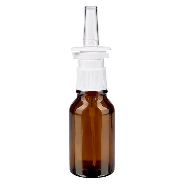 Frasco de farmácia castanho 15ml atomizador nasal branco standard Frasco de farmácia castanho 15ml atomizador nasal branco standard