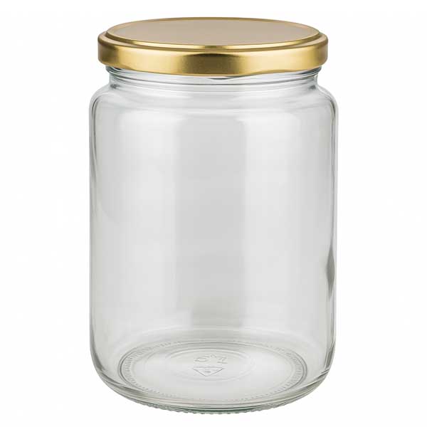 Frasco redondo de 795 ml com tampa BasicSeal dourada UNiTWIST