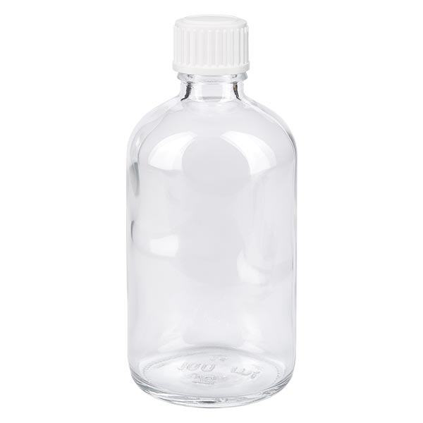 Frasco de farmácia 100ml transparente tampa conta-gotas branco 0.8mm standard