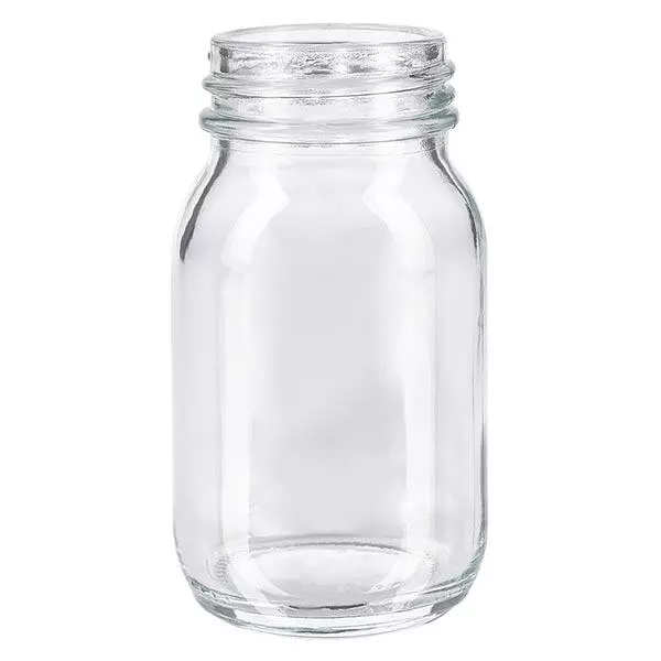 Frasco de 100ml com gargalo largo em vidro transparente
