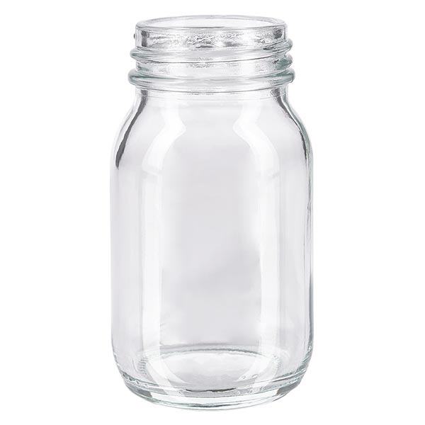 Frasco de 100ml com gargalo largo em vidro transparente