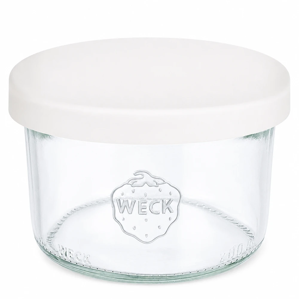 Frasco de vidro WECK 200ml RR80 com tampa de silicone branca Frasco de vidro para conservar e armazenar