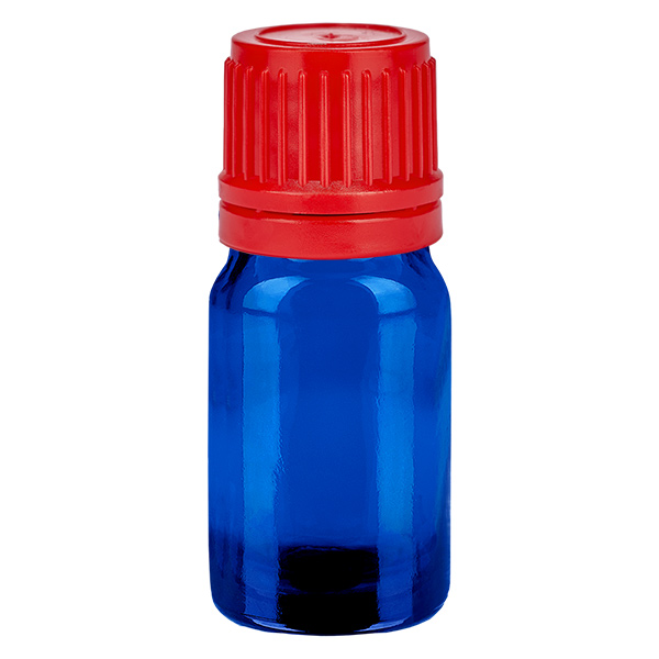 Frasco de 5 ml com tampa de rosca de 11 mm vermelha com fecho inviolável BlueLine UT18/5