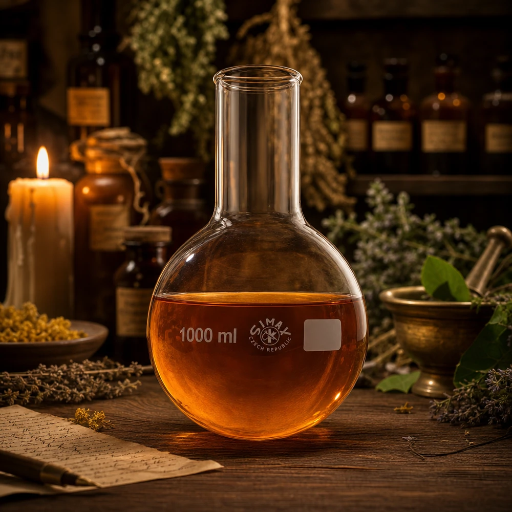 Balão de laboratório profissional de 1000 ml com gargalo largo para destilação e extração em química
