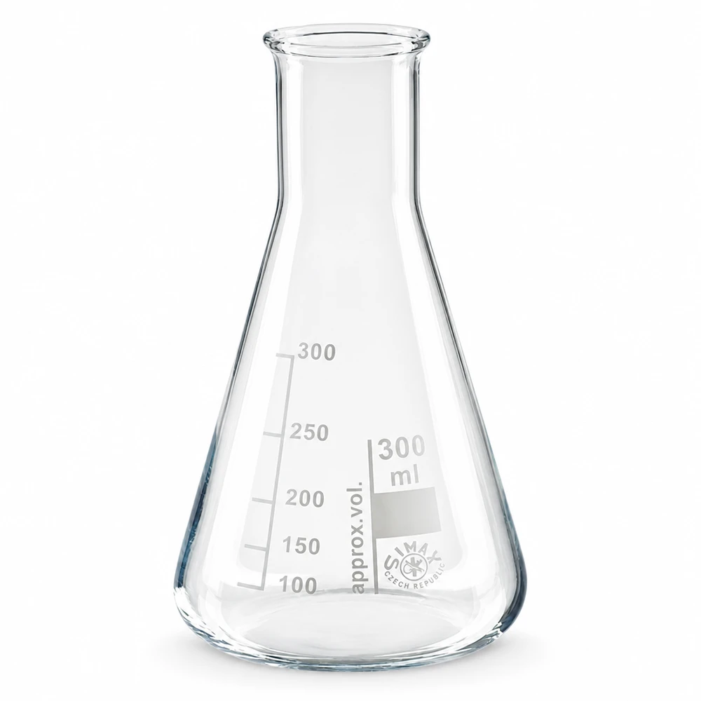 Frasco Erlenmeyer 300ml com gargalo estreito