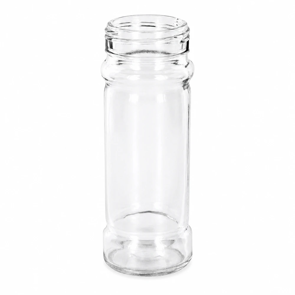 Frasco para sal/especiarias Mary 100ml, rosca 41mm vidro transparente Frasco vazio para especiarias Mary, 100 ml, em vidro transparente com tampa de rosca de 41 mm