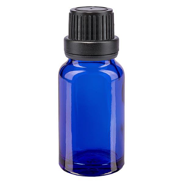 Frasco de farmácia azul 10ml tampa de rosca preta com fecho inviolável Frasco de farmácia azul 10ml tampa de rosca preta com fecho inviolável