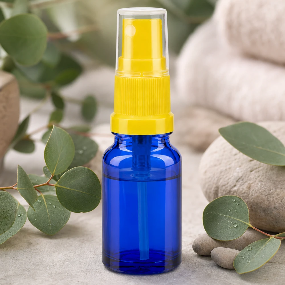 Prático frasco de spray de vidro de 10 ml com atomizador amarelo para uma dosagem precisa BlueLine UT18 10