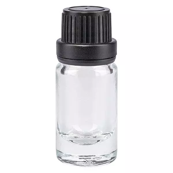 Frasco de farmácia transparente 5ml tampa conta-gotas anel de vazamento 2mm preto tampa inviolável Frasco de farmácia transparente 5ml tampa conta-gotas anel de vazamento 2mm preto tampa inviolável