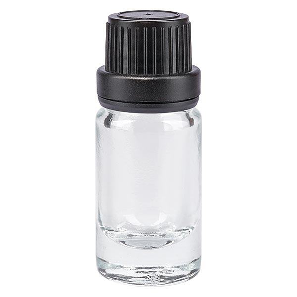 Frasco de farmácia transparente 5ml tampa conta-gotas anel de vazamento 2mm preto tampa inviolável Frasco de farmácia transparente 5ml tampa conta-gotas anel de vazamento 2mm preto tampa inviolável