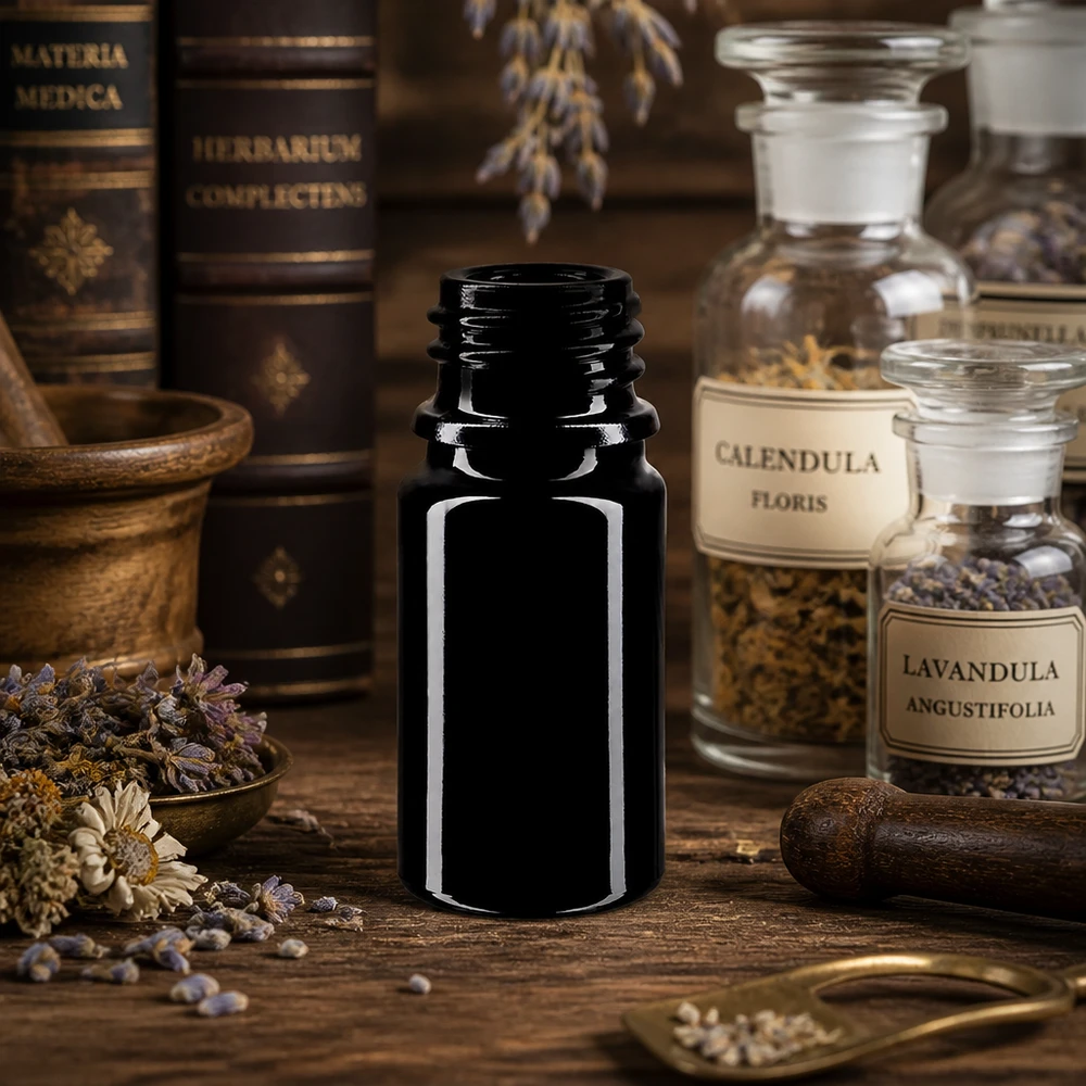 Frasco conta-gotas compacto de 5 ml em vidro violeta Orion - ideal para viagens e aromaterapia em movimento